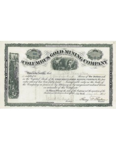THE COLUMBUS GOLD MINING COMPANY - 100 AZIONI - 1880