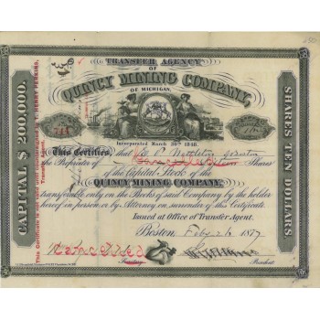 QUINCY MINING COMPANY - 16 AZIONI - 1879