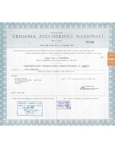 ERIDANIA ZUCCHERIFICI NAZIONALI - CERT. NOMINATIVO PROVVISORIO GENOVA 1968