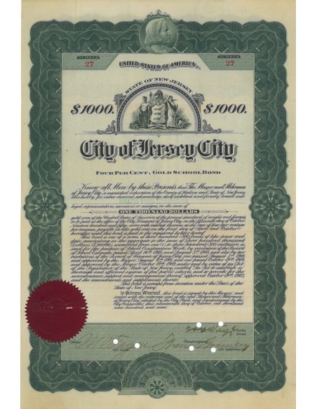CITY OF JERSEY CITY - 1000 DOLLARI - 1903