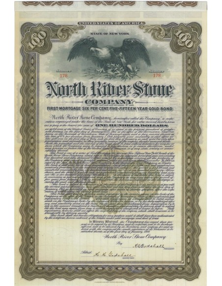 NORTH RIVERS STONE COMPANY - 100 DOLLARI - 1910