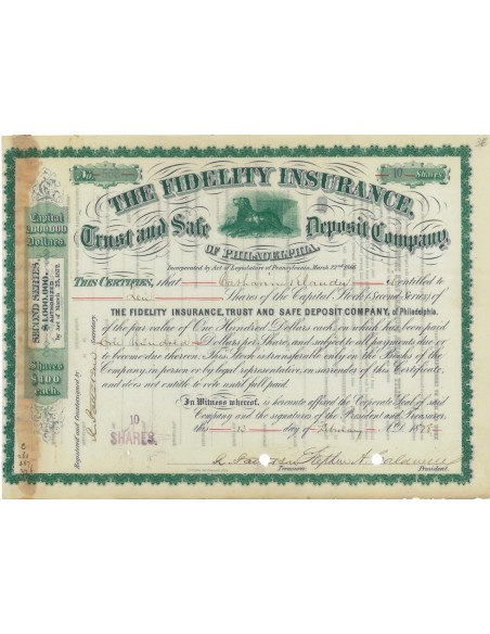 THE FIDELITY INSURANCE - 10 AZIONI - 1878
