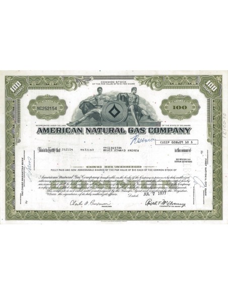AMERICAN NATURAL GAS COMPANY - 100 AZIONI - 1971