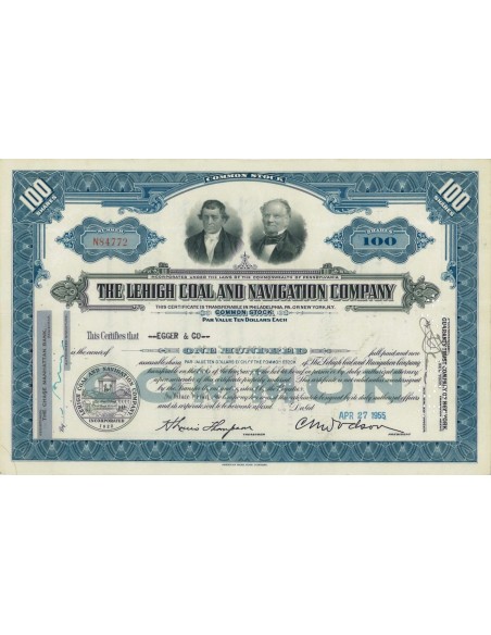 THE LEHIGH COAL AND NAVIGATION COMPANY - 100 AZIONI - 1955