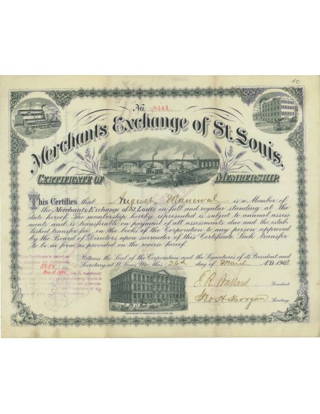 MERCHANTS EXCHANGE OF ST. LOUIS - DERT. DI PARTECIPAZIONE - 1903