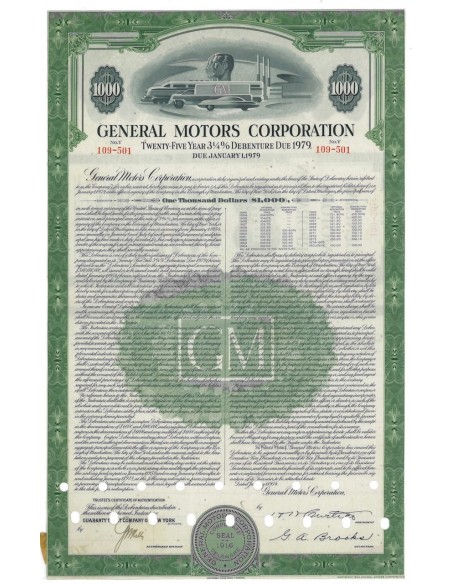 GENERAL MOTORS CORPORATION - 1000 AZIONI - 1916