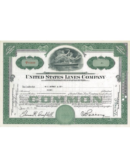 UNITED STATES LINES COMPANY - 9 AZIONI - 1961