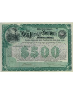 THE NEW YORK JERSEY AND NEW YORK RAILROAD COMP. 500 DOLLARI 1892
