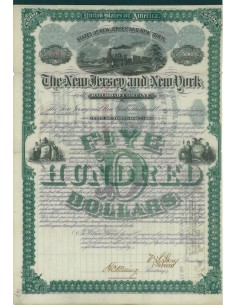 THE NEW JERSEY AND NEW YORK RAILROAD COMPANY - 500 DOLLARI - 1880