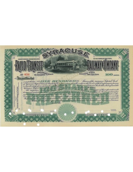 SIRACUSE RAPID TRANSIT RAILWAY COMPANY -100 AZIONI -