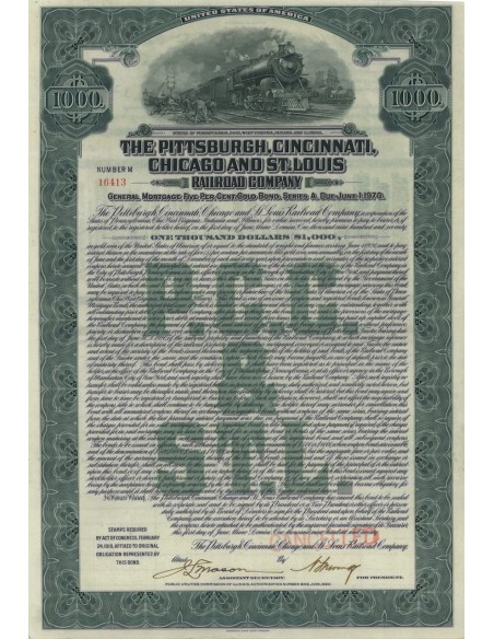 THE PITTSBURGH,CINCINNATI,CHICAGO AND ST. LOUIS - 1000 DOLLARI 1970