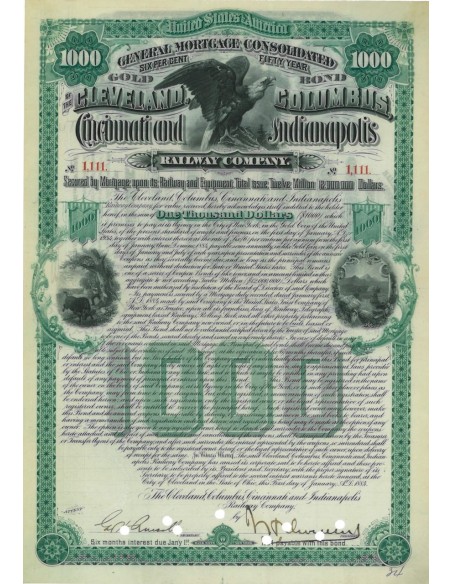 THE CLEVELAND COLUMBUS CINCINNATI AND INDIANAPOLIS - 1000 DOLLARI - 1934
