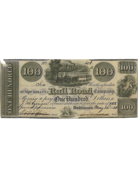 SUSQUEHANNA RAILROAD COMPANY - 100 DOLLARI - 1838