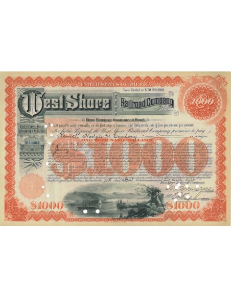 WEST SHORE RAILROAD COMPANY - 1000 DOLLARI - 1928