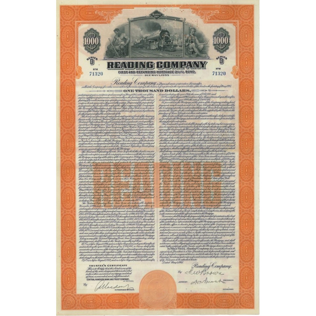 READING COMPANY 1000 DOLLARI - 1945