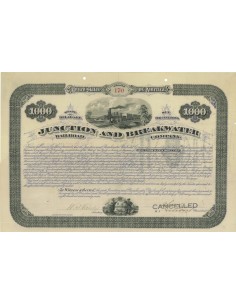 JUNCTION AND BREAKWATER RAILROAD COMPANY - 1000 DOLLARI - 1881