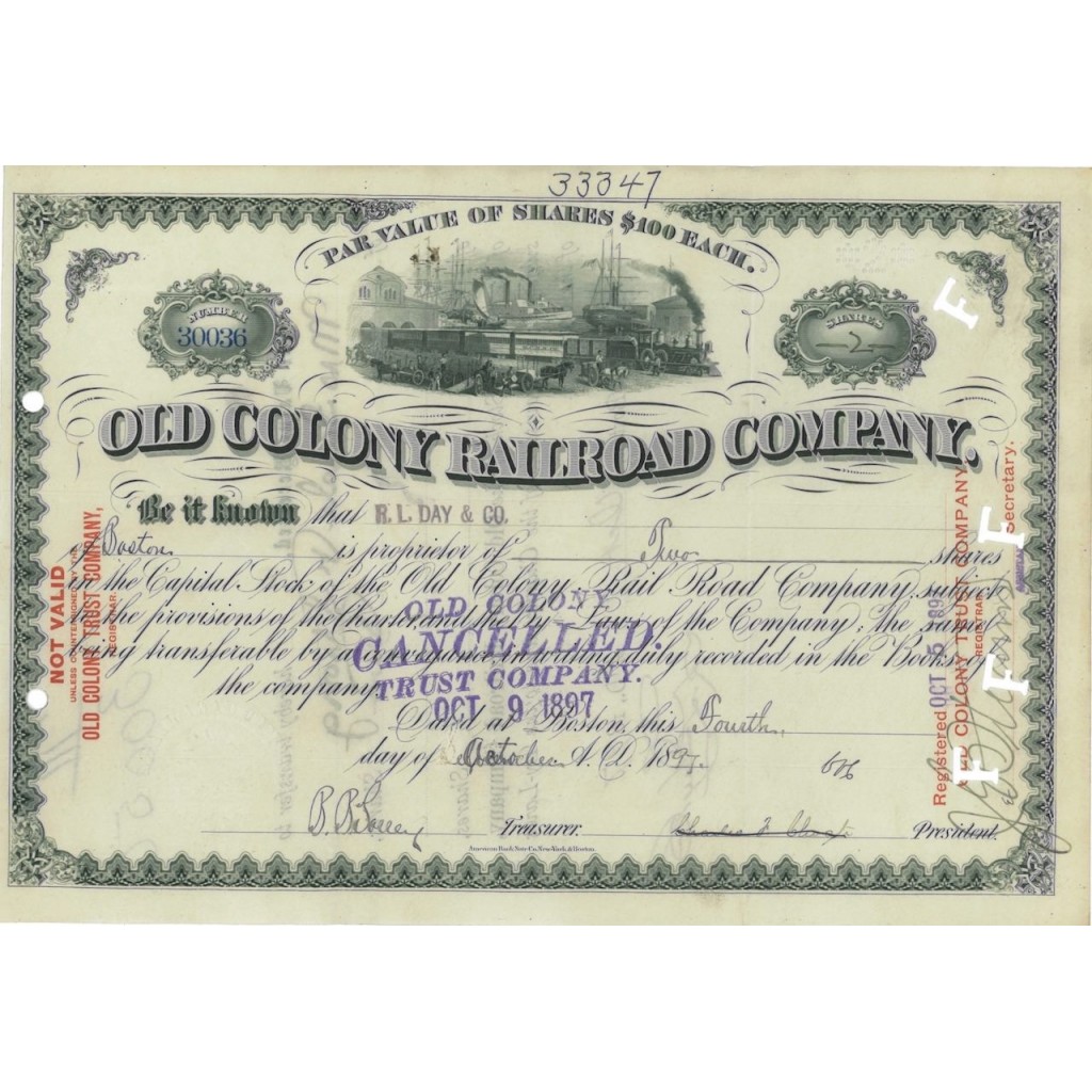 OLD COLONY RAILROAD COMPANY - 2 AZIONI - 1897