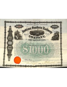 INDIANA SOUTHERN RAILWAY COMPANY - 1000 DOLLARI 1866