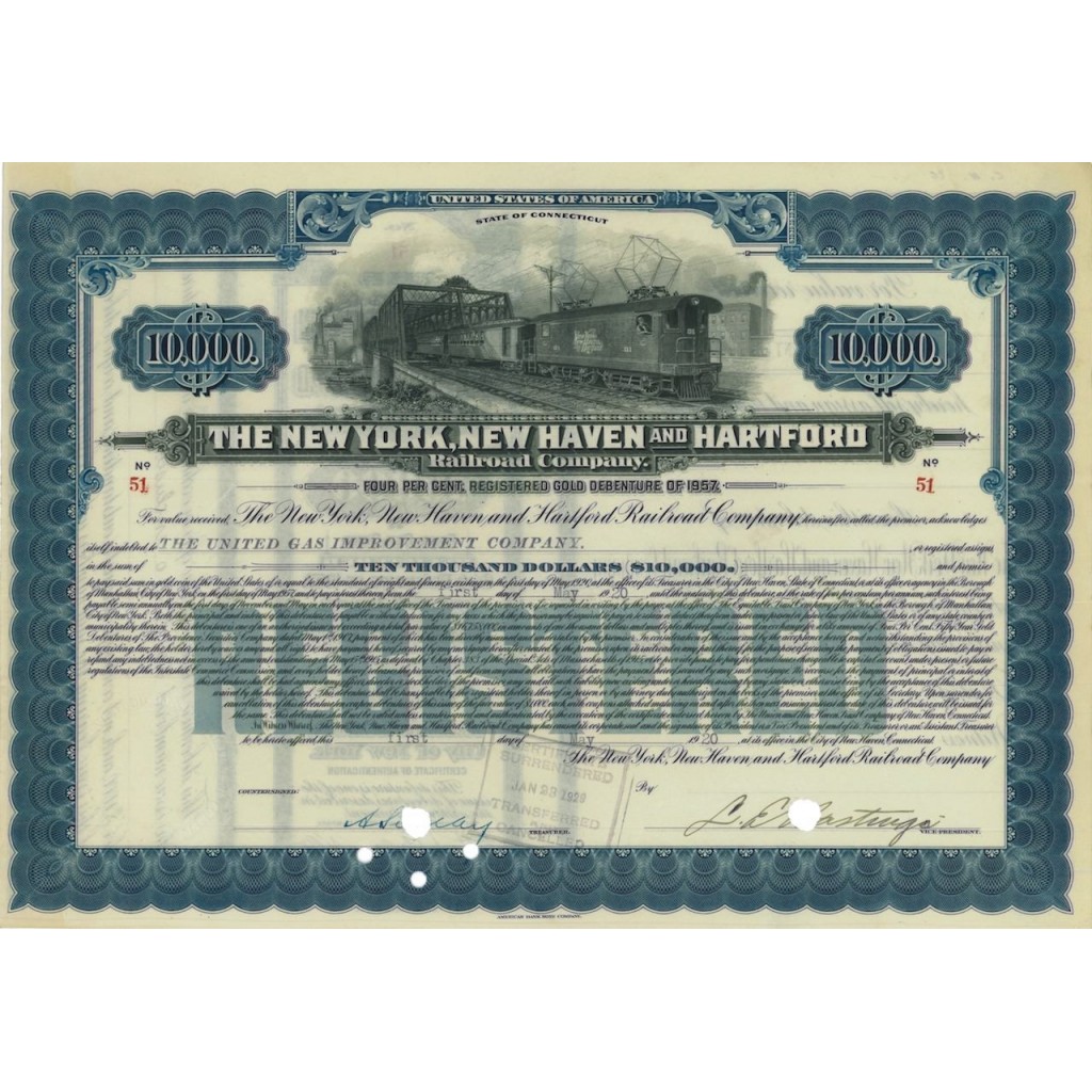 THE NEW YORK, NEW HAVEN AND HARTFORD RAILROAD COMP. - 10000 DOLLARI 1920