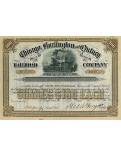 CHICAGO BURLINGTON AND QUINCY RAILROAD COMPANY - 100 AZIONI 1885