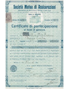 SOC. MUTUA DI ASSICURAZIONI - CERT. DI PARTECIPAZIONE L.100 - MILANO 1911