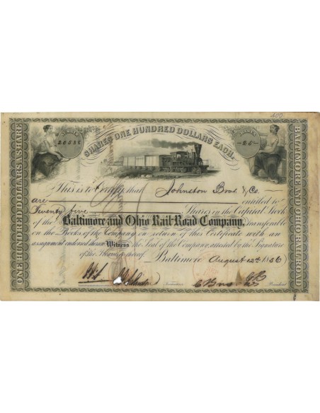 BALTIMORE AND OHIO RAIL ROAD COMPANY - 25 AZIONI - 1856