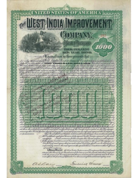 THE WEST INDIA IMPROVEMENT COMPANY - 1000 DOLLARI 1899