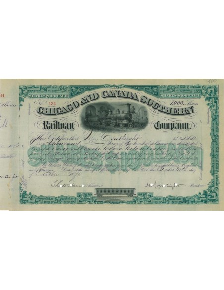 CHICAGO AND CANADA SOUTHERN RAILROAD COMPANY - 1000 AZIONI 1878