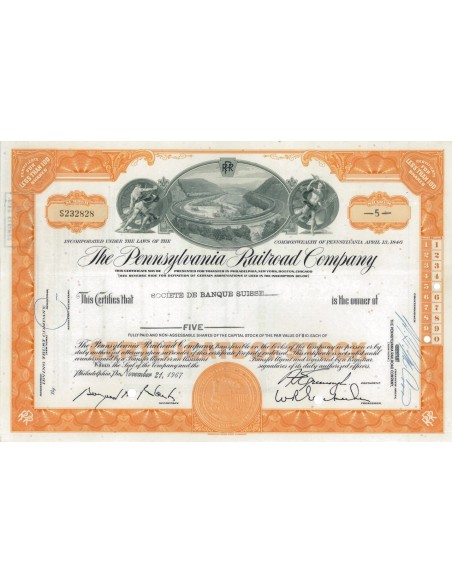 THE PENNSYLVANIA RAILROAD COMPANY - 5 AZIONI - 1967