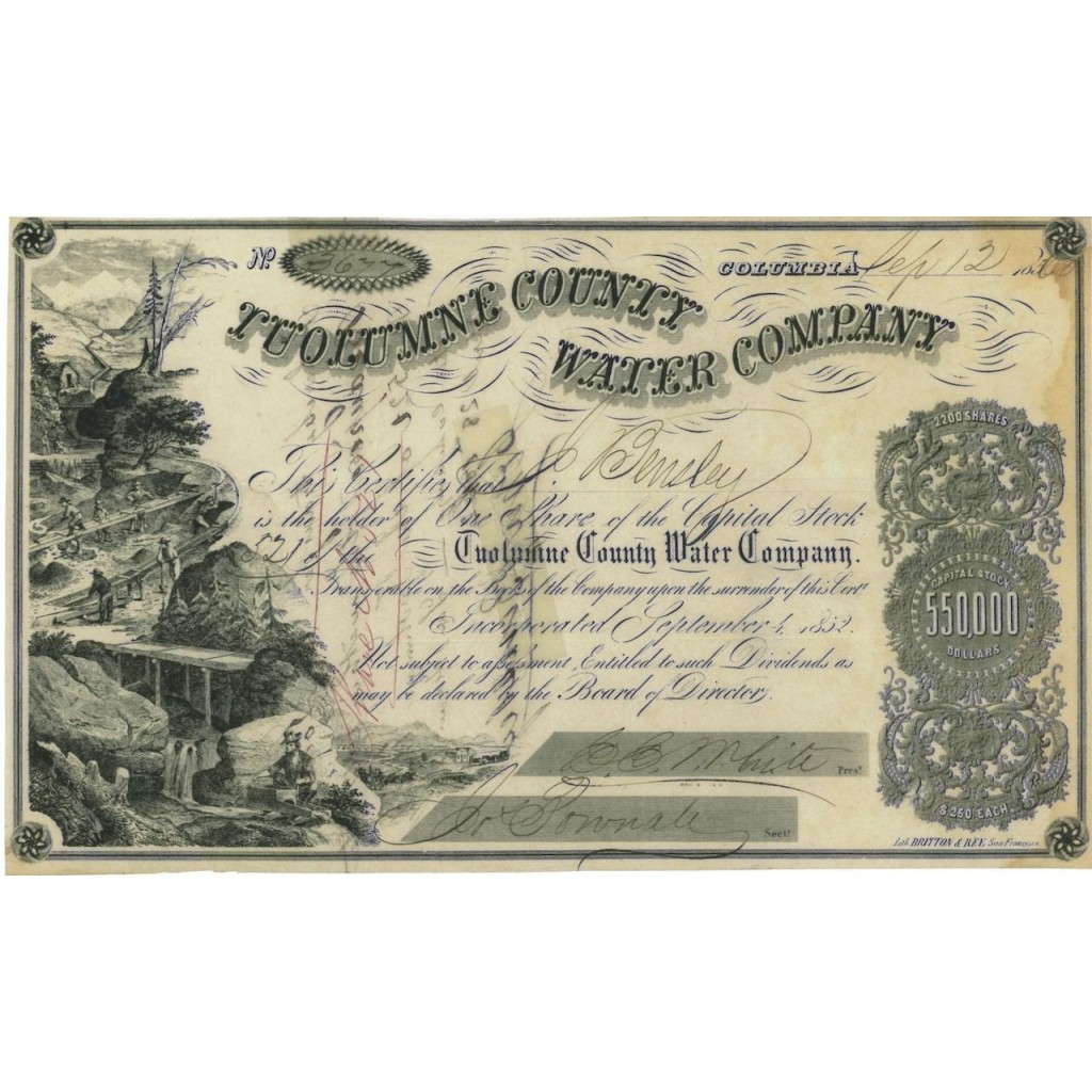 TUOLUMNE COUNTY WATER COMPANY - 1 AZIONE - 1852
