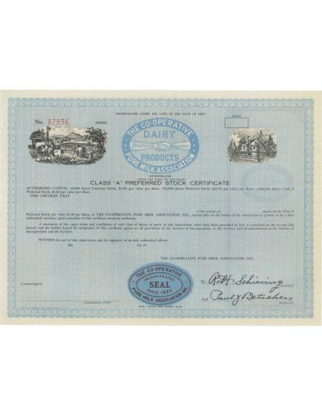 THE CO-OPERATIVE PURE MILK ASSOCIATION - AZIONI - 1923