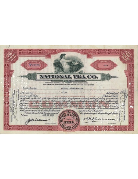 NATIONAL TEA CO. 10 AZIONI - 1936