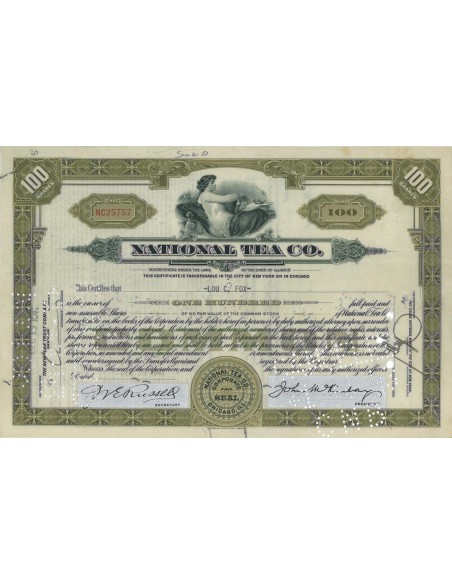 NATIONAL TEA CO. 100 AZIONI - 1941