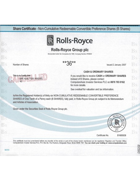 ROLLS-ROYCE - AZIONI - 2007