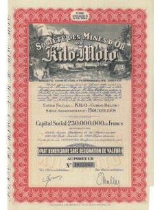 SOCIETE DES MINES D'OR DE KILO-MOTO - UNA AZIONE - 1944