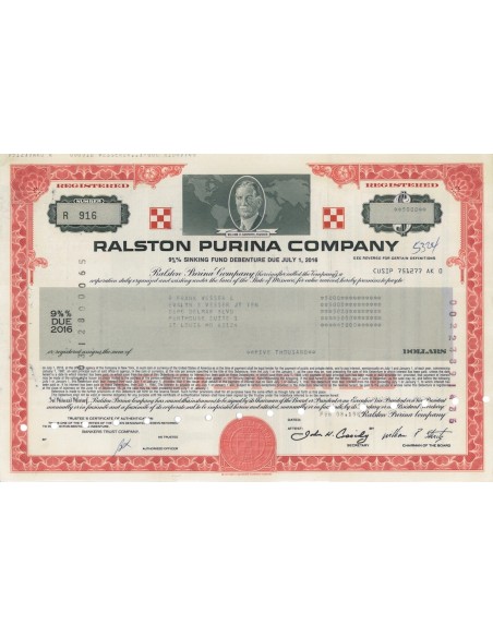 RALSTON PURINA COMPANY - 5000 DOLLARI - 1989