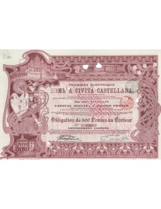 TRAMWAY ELECTRIQUE DE ROME A CIVITA-CASTELLANA OBBLIGAZIONE 500 FRANCHI - 1904