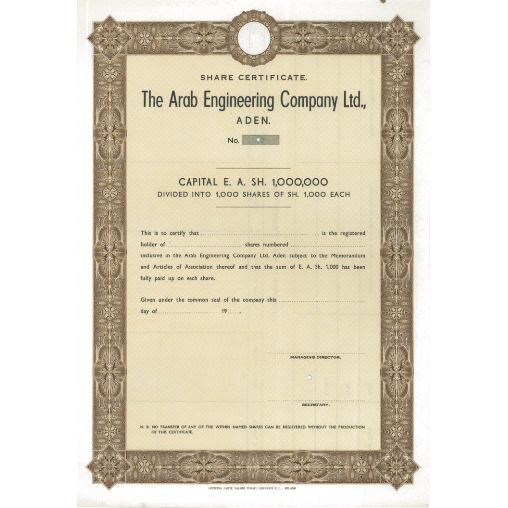 THE ARAB ENGINEERING COMPANY LTD. - AZIONI