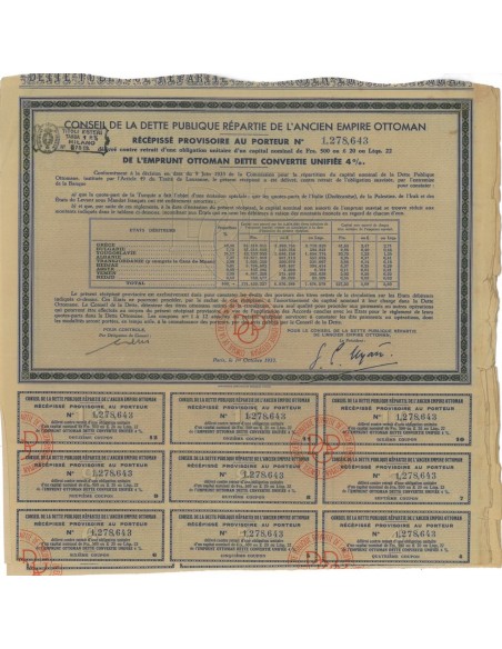 IMPERO OTTOMANO - OBBLIGAZIONE - 1934