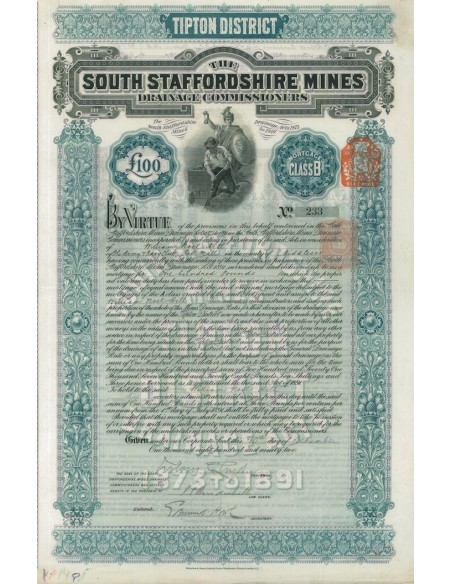 SOUTHE STAFFORDSHIRE MINES 100 STERLIN - 1892
