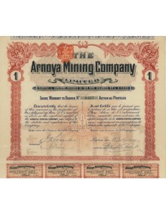ARNOYA MINING COMPANY - WARRANT DI AZIONE - 1909