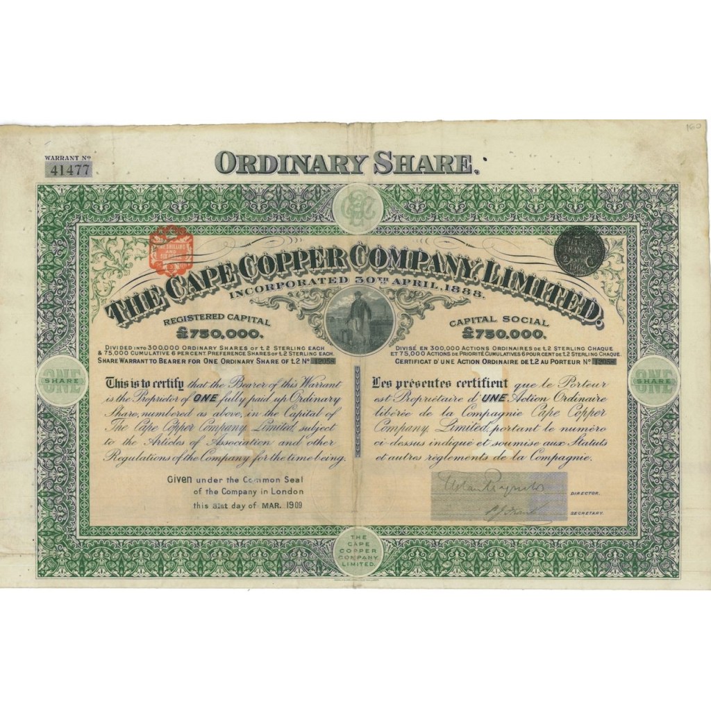 THE CAPE COPPER COMPANY LIMITED - 1 AZIONE - 1909