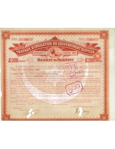 TRAVAUX D'IRRIGATION DU GOUVERNMENT EGYPTIEN 500 STERLINE 1900