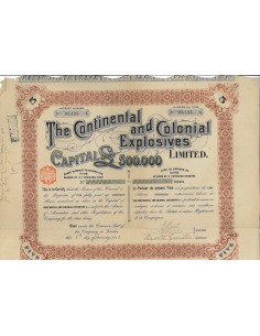 THE CONTINENTAL AND COLONIAL EXPLOSIVES LIMITED - 5 AZIONI 1912