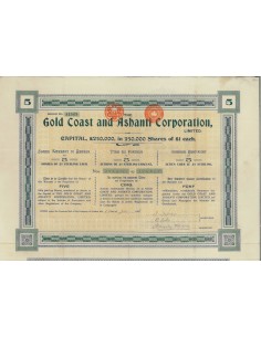 GOLD COAST AND ASHANTI CORP. - 5 AZIONI - 1906