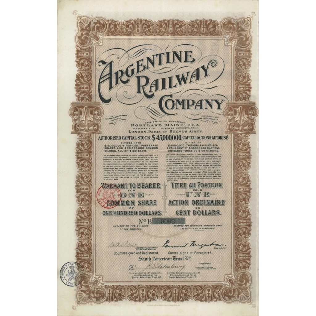 ARGENTINE RAILWAY COMPANY - 1 AZIONE