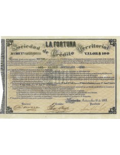 LA FORTUNA SOC. DE CREDITO TERRITORIAL 1 AZIONE DA 100 DOLLARI 1868