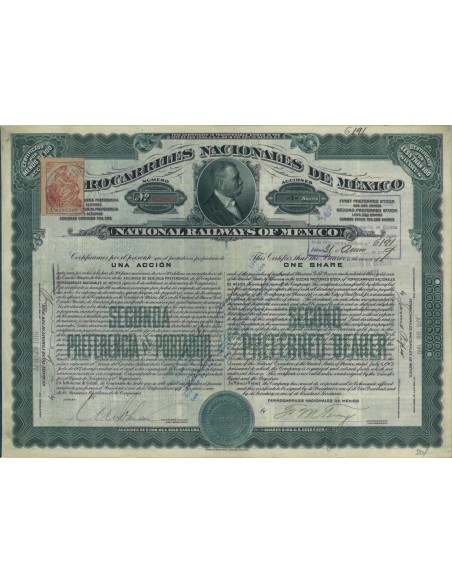 FERROCARILES NACIONALES DE MEXICO 1 AZIONE 1910