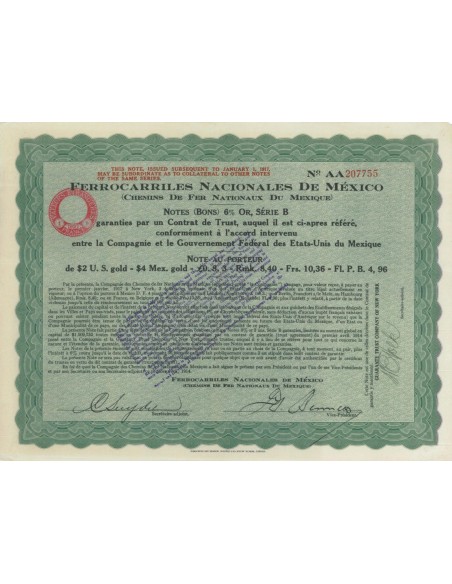 FERROCARRILES NACIONALES DE MEXICO - 1 OBBLIG. 1914
