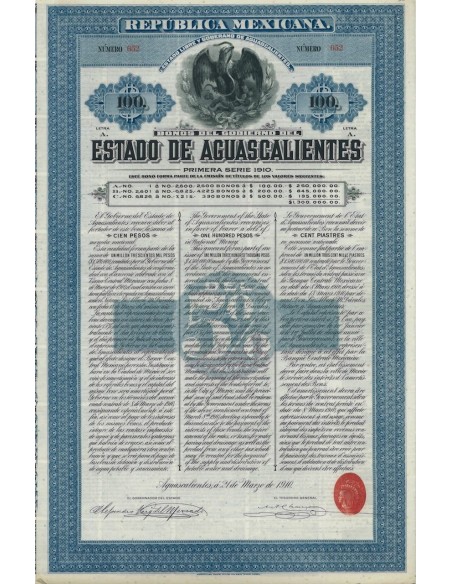 STATO DI AGUASCALINTES - 100 DOLLARI - 1910